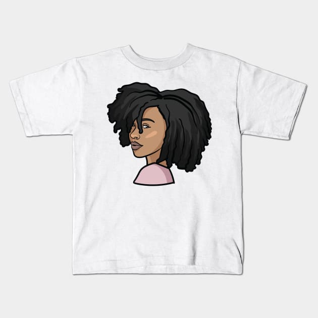 Black Woman Natural Hair Profile Kids T-Shirt by NaturallyBlack